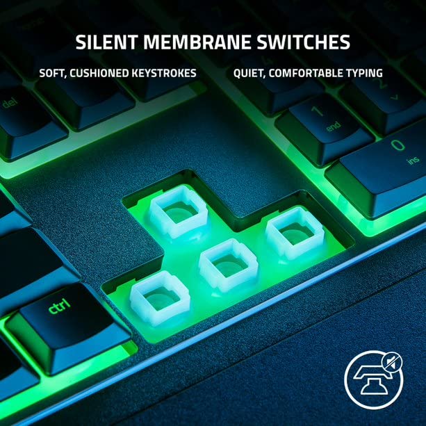 Razer Ornata V3 X Gaming USB Keyboard: Low-Profile Keys Silent Membrane Switches UV-Coated Keycaps Spill Resistant Chroma RGB Lighting Ergonomic Wrist Rest Classic Black-RZ03-04470100-R3M1