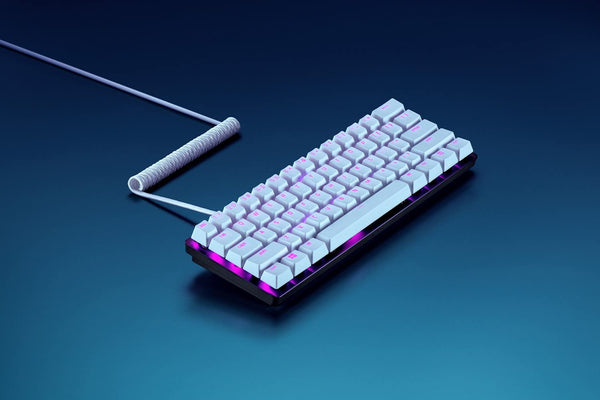 Razer Pbt Keycap Coiled Cable Upgrade Set Durable Doubleshot Pbt Universal Compatibility Keycap Removal Tool & Stabilizers Braided Fiber Cable Mercury White Rc21-01490900-R3M1