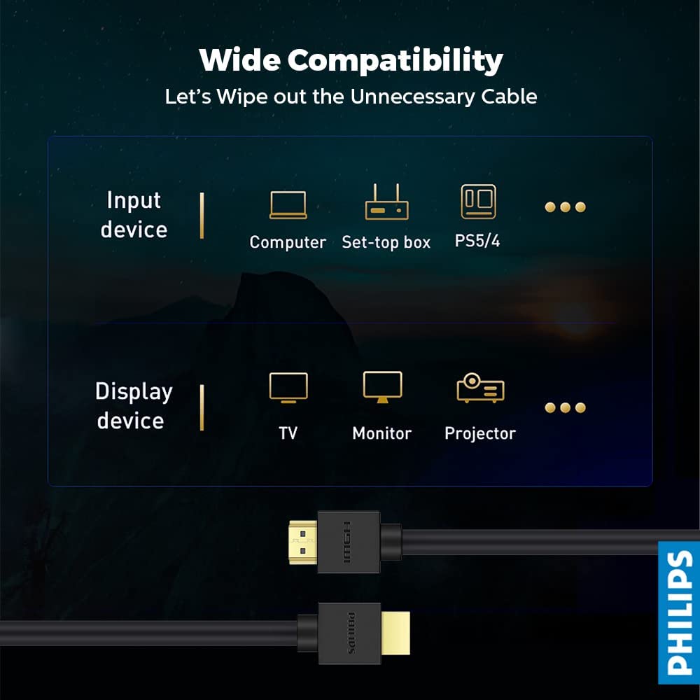 PHILIPS HDMI 2.1 8K Cable Ultra HD High Speed , 48Gbps 60Hz Support Dynamic HDR, Dolby Vision, 3D Support, eARC - 1.5m Cable-HDMI Cable-Philips-computerspace