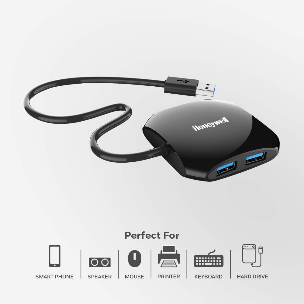 Honeywell Momentum 4 Port Non Powered USB 3.0 Hub- Glossy Black-USB Hub-Honeywell-computerspace