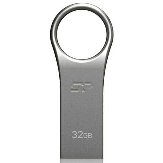 Silicon Power 32GB Pen Drive with Keychain Hole Key Ring Design, Metal Casing Dustproof Waterproof Thumb Drive Pendrive Memory Stick - Firma F80