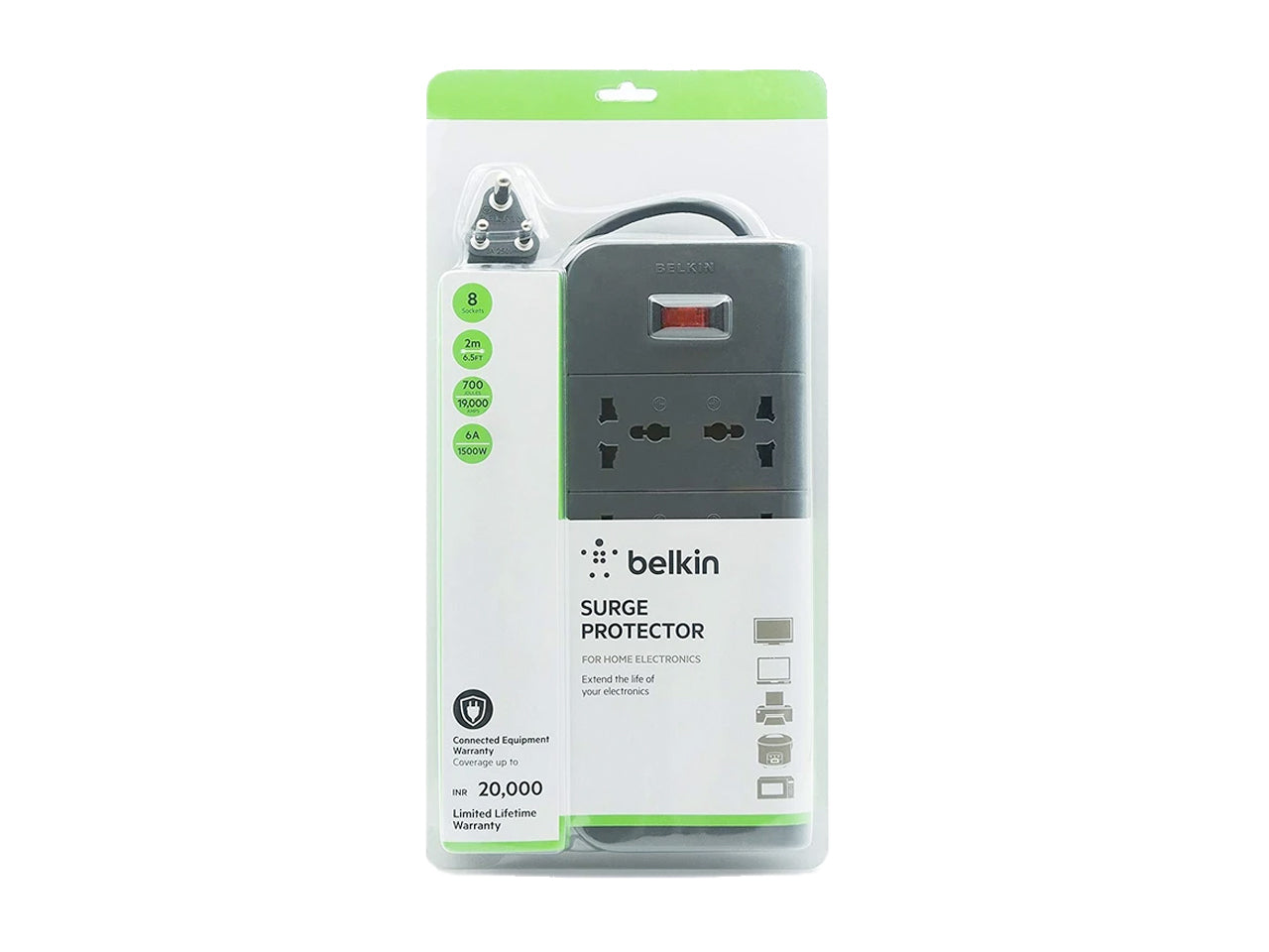 Belkin Essential Series F9E800zb2M-GRY 8-Socket Surge Protector-Surge Protector-computerspace