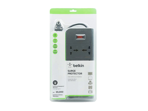 Belkin 8 Socket Surge Protector -  F9E800zb2M-GRY