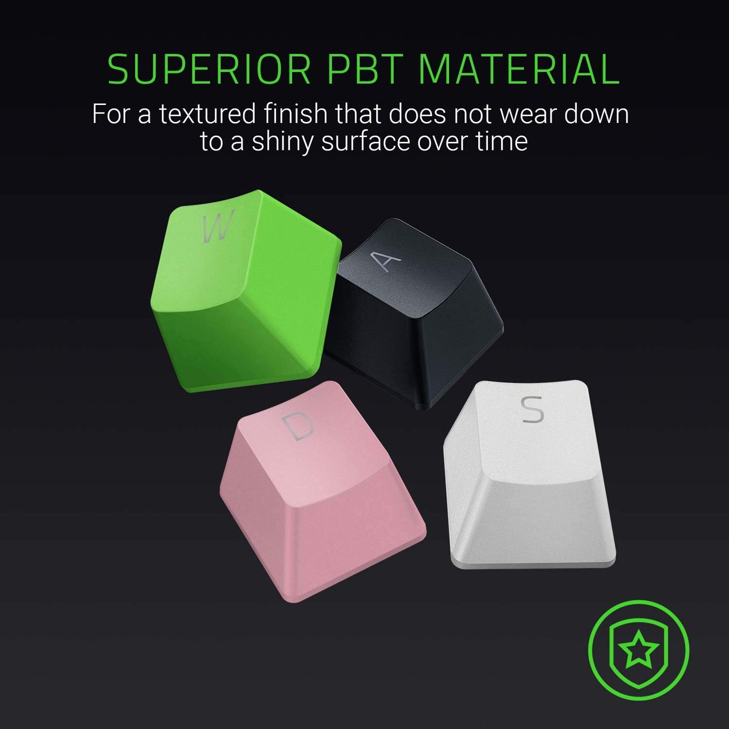 Razer Doubleshot PBT Keycap Upgrade Set for Mechanical and Optical Keyboards - Compatible with Standard 104/105 US and UK Layouts - Green -RC21-01490400-R3M1-KEYBOARD-RAZER-computerspace