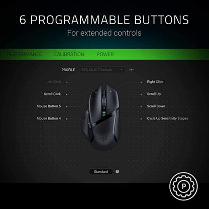 Razer Basilisk X HyperSpeed Wireless Gaming Mouse Bluetooth & HyperSpeed Wireless Compatible 6 Programmable Buttons 16000 DPI Optical Sensor Matte Black RZ01-03150100-R3A1-MOUSE-RAZER-computerspace