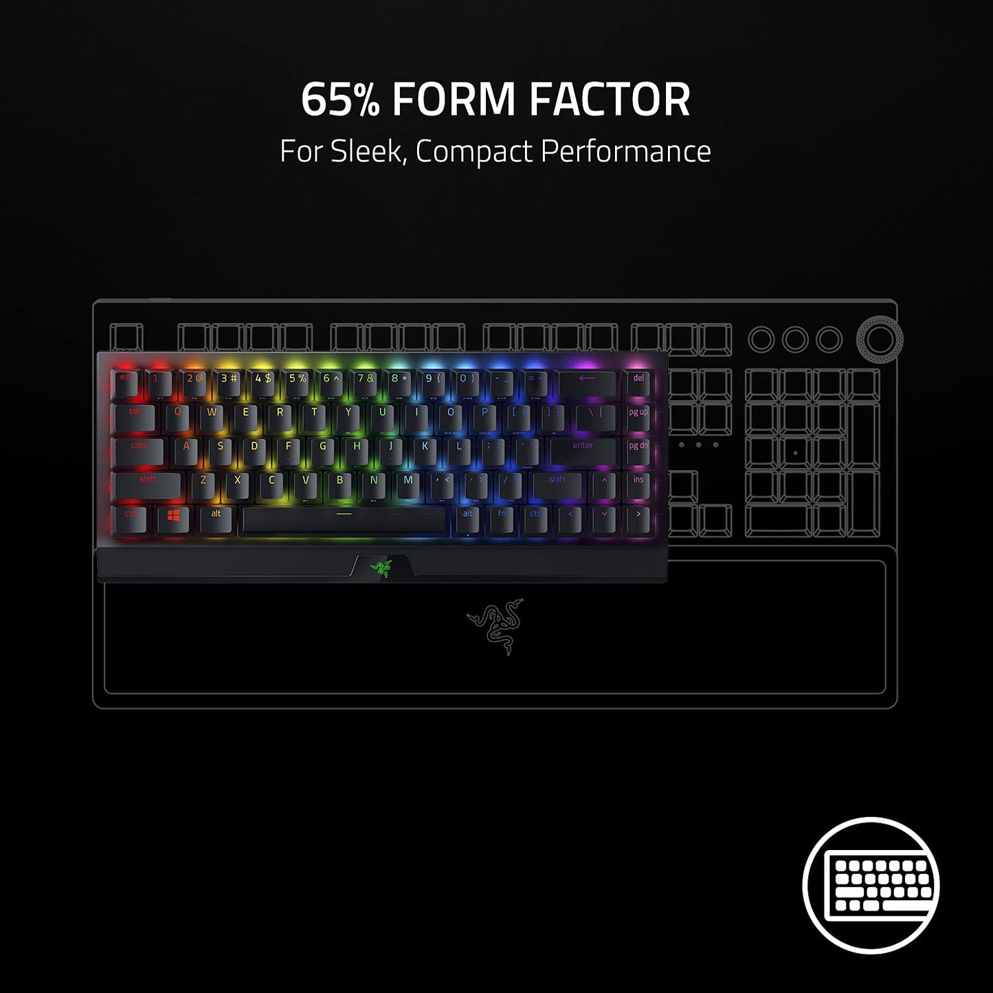 Razer BlackWidow V3 Mini HyperSpeed - Green Switch - Wireless 65% Mechanical Gaming Keyboard with Razer Chroma RGB - ‎RZ03-03891400-R3M1-KEYBOARD-RAZER-computerspace