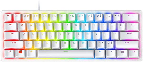 Razer Huntsman Mini Clicky Optical Purple Switch Mercury Edition - 60% Optical Gaming Keyboard RGB Customizable Backlighting Rz03-03390300-R3M1