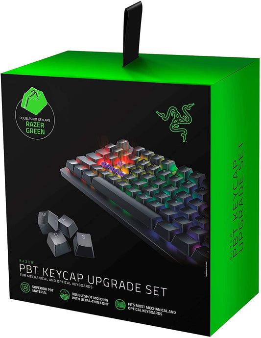 Razer Doubleshot PBT Keycap Upgrade Set for Mechanical and Optical Keyboards - Compatible with Standard 104/105 US and UK Layouts - Green -RC21-01490400-R3M1-KEYBOARD-RAZER-computerspace