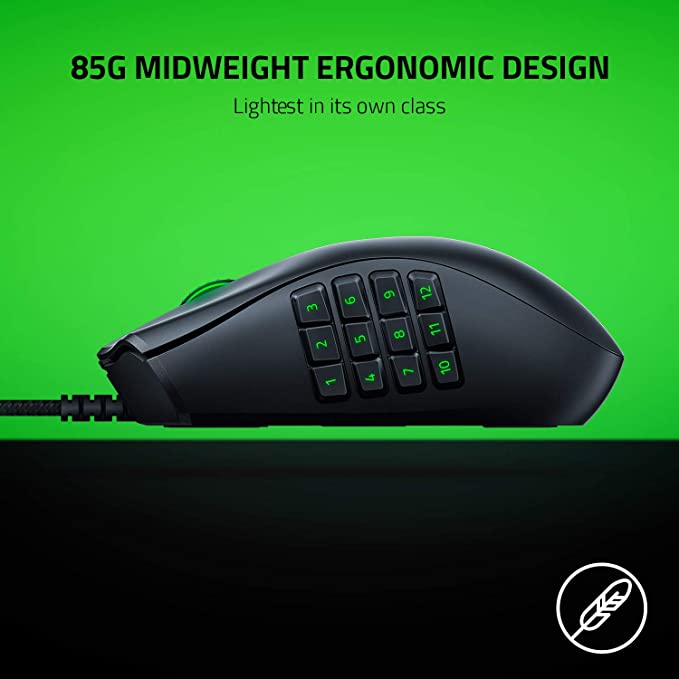 Razer Naga X Ergonomic MMO Wired Gaming Mouse with RGB 16 Programmable Buttons 18000 DPI and 5G Advanced Optical Sensor Black RZ01-03590100-R3M1-MOUSE-RAZER-computerspace