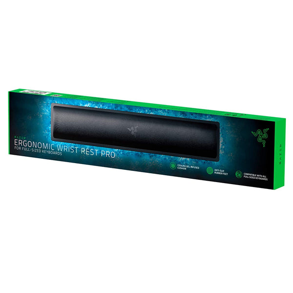 Razer Ergonomic Wrist Rest Pro for Full-Sized Keyboards Cooling Gel Infused Anti-Slip Rubber Base Angled Incline Classic Black RC21-01470100-R3M1