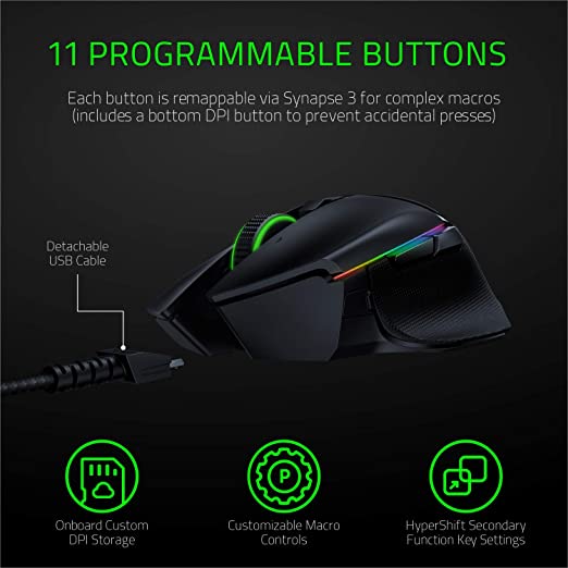 Razer Basilisk Ultimate Wireless Gaming Mouse with Charging Dock 11 Programmable Buttons 20,000 DPI Optical Sensor Chroma RGB Lighting Classic Black RZ01-03170100-R3A1-MOUSE-RAZER-computerspace