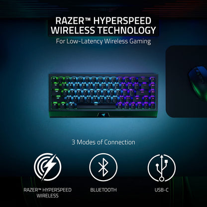 Razer BlackWidow V3 Mini Hyperspeed - 65% Wireless Mechanical Gaming Keyboard (Yellow Switch) RZ03-03890100-R3M1