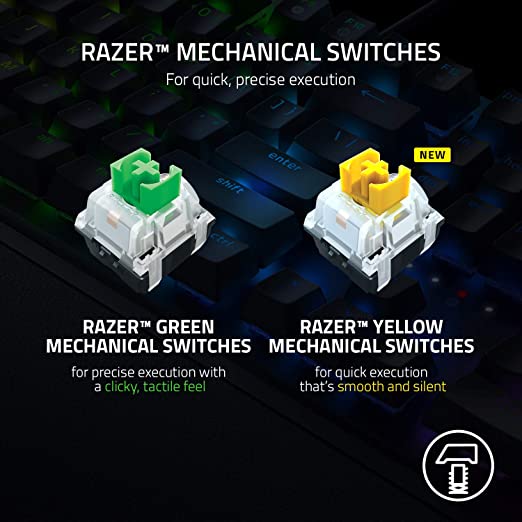 Razer BlackWidow V3 Black Mechanical Gaming Keyboard with Razer Chroma RGB Green Switch RZ03-03540100-R3M1