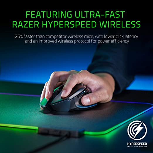 Razer Basilisk Ultimate Wireless Gaming Mouse with Charging Dock 11 Programmable Buttons 20,000 DPI Optical Sensor Chroma RGB Lighting Classic Black RZ01-03170100-R3A1