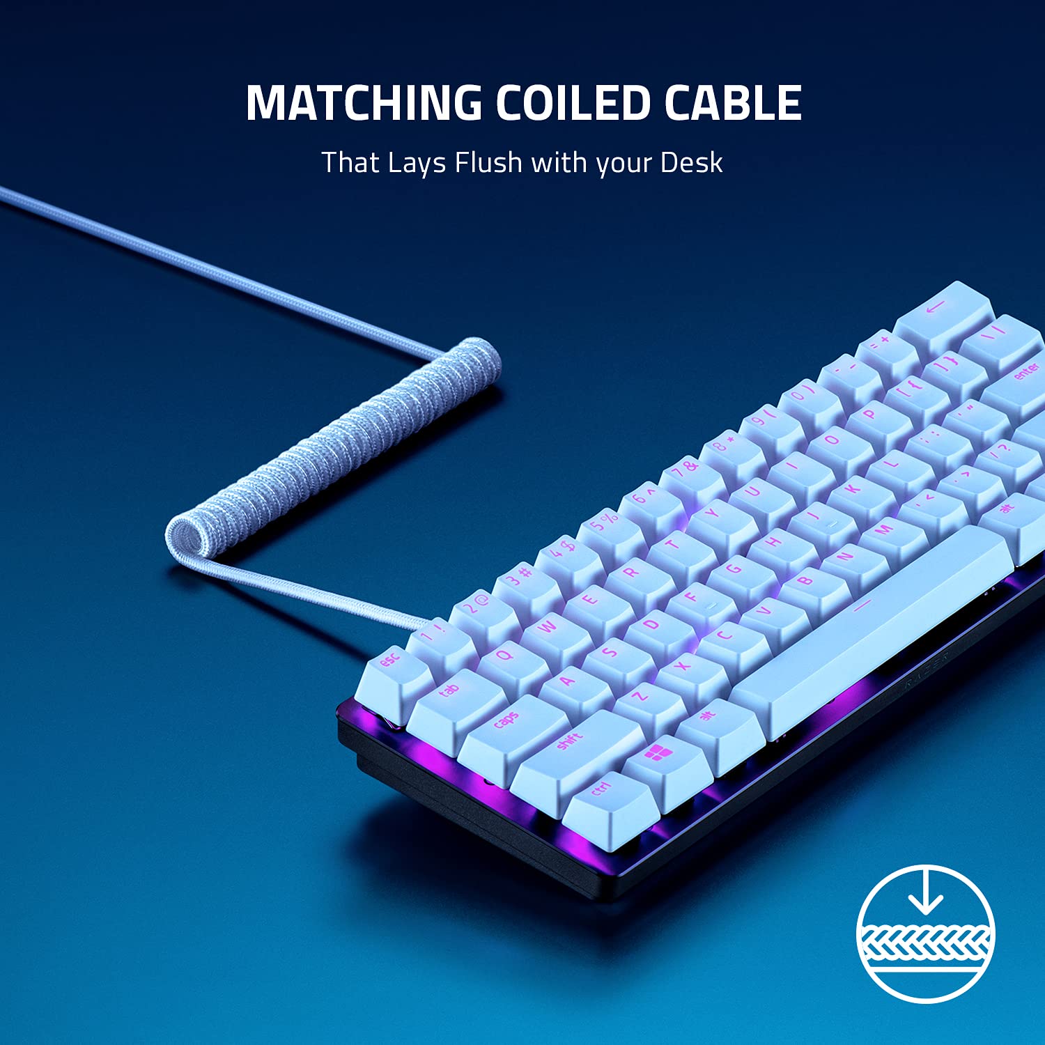 Razer PBT Keycap Coiled Cable Upgrade Set Durable Doubleshot PBT Universal Compatibility Keycap Removal Tool & Stabilizers Braided Fiber Cable Quartz Pink RC21-01491000-R3M1-KEYBOARD-RAZER-computerspace