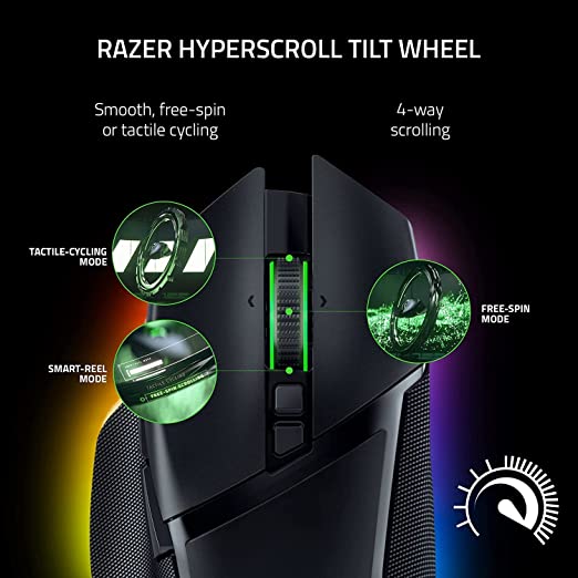 Razer Basilisk V3 Pro Customizable Wireless Gaming Mouse Classic Black Optical Switches Gen-3 HyperScroll Tilt Wheel 11 Programmable Buttons Focus Pro 30K Optical Sensor RZ01-04620100-R3A1