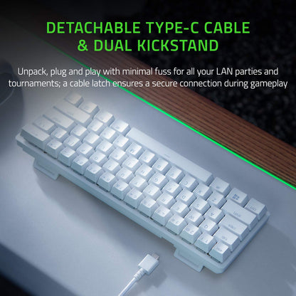 Razer Huntsman Mini - Mercury Edition - 60% Optical Gaming Keyboard Linear Red Switch, White RGB Customizable backlighting - RZ03-03390400-R3M1