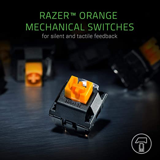 Razer Blackwidow Lite Silent Mechanical Gaming Keyboard with Orange Switch Black Tenkeyless True White Led Backlighting- Rz03-02640100-R3M1