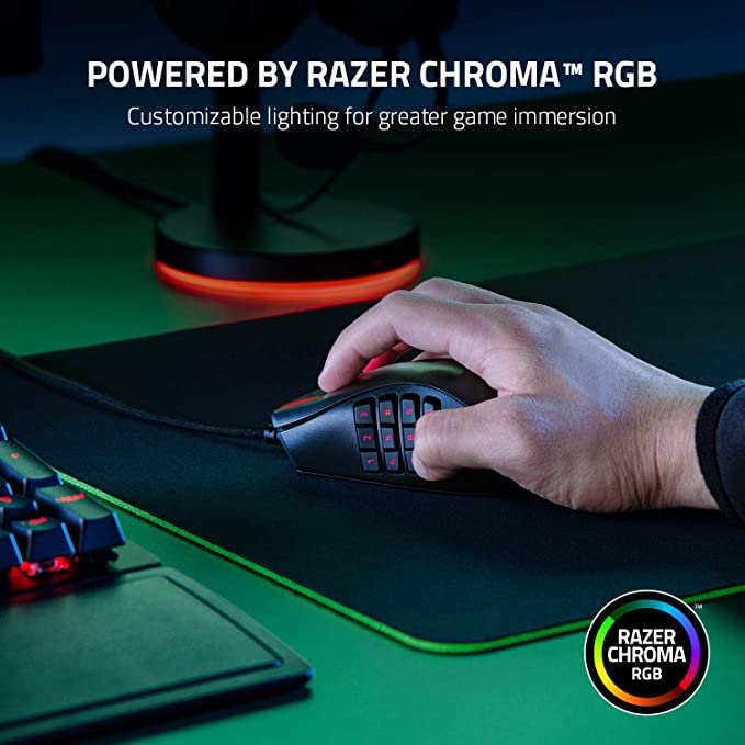 Razer Naga X Ergonomic MMO Wired Gaming Mouse with RGB 16 Programmable Buttons 18000 DPI and 5G Advanced Optical Sensor Black RZ01-03590100-R3M1-MOUSE-RAZER-computerspace
