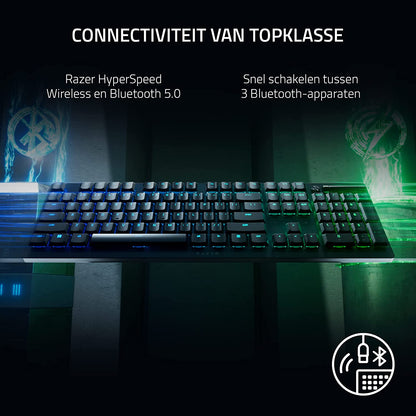 Razer DeathStalker V2 Pro Wireless Gaming Keyboard Low-Profile Optical Switches - Linear Red - HyperSpeed Wireless & Bluetooth Ultra-Durable Coated Keycaps Chroma RGB- Black RZ03-04360100-R3M1