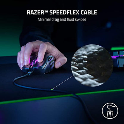 Razer Naga X Ergonomic MMO Wired Gaming Mouse with RGB 16 Programmable Buttons 18000 DPI and 5G Advanced Optical Sensor  Black RZ01-03590100-R3M1