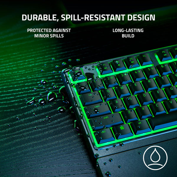 Razer Ornata V3 X Gaming USB Keyboard: Low-Profile Keys Silent Membrane Switches UV-Coated Keycaps Spill Resistant Chroma RGB Lighting Ergonomic Wrist Rest Classic Black-RZ03-04470100-R3M1