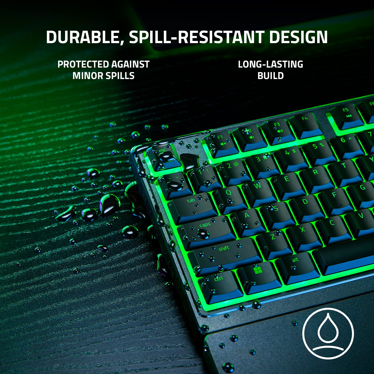 Razer Ornata V3 X Gaming USB Keyboard: Low-Profile Keys Silent Membrane Switches UV-Coated Keycaps Spill Resistant Chroma RGB Lighting Ergonomic Wrist Rest Classic Black-RZ03-04470100-R3M1-KEYBOARD-RAZER-computerspace