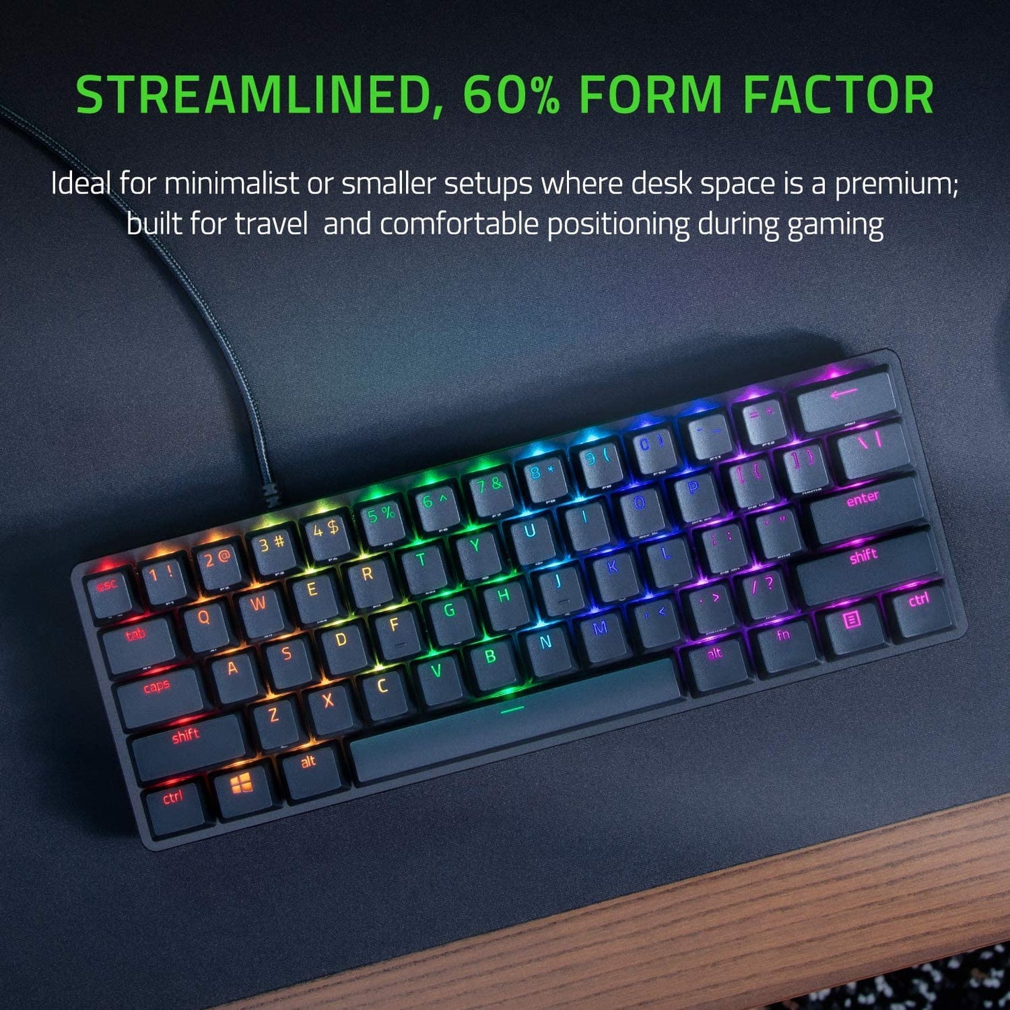 Razer Huntsman Mini Clicky Optical Purple Switch USB-C Gaming Keyboard RGB Customizable backlighting - RZ03-03390100-R3M1 Black-KEYBOARD-RAZER-computerspace