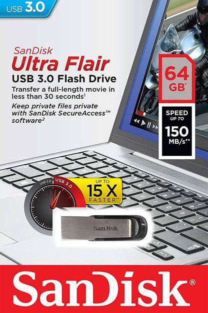 SanDisk Ultra Flair USB 3.0 64GB Flash Drive
