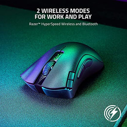 Razer Bluetooth DeathAdder V2 X Hyper Speed Award Winning Ergonomic Design with 16000 DPI Ultra-Fast Hyper Speed Wireless Ergonomic Gaming Mouse 235hr Battery Life RZ01-04130100-R3A1 Black-MOUSE-RAZER-computerspace