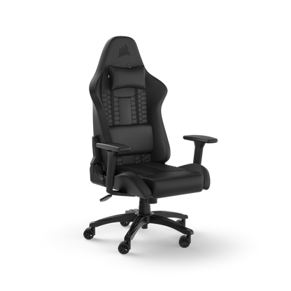 Corsair TC100 RELAXED Gaming Chair-Gaming Chair-Corsair-Black/Black-Leatherette-computerspace