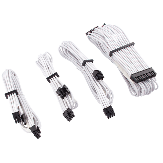 Corsair Premium Individually Sleeved PSU Cables Starter Kit Type 4 Gen 4 – White-PSU Cable Kit-Corsair-computerspace