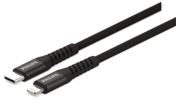 Philips 1.2 m braided USB C to Lightning  Cable  Output: 18W