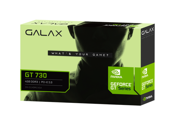 Galax GEFORCE GT 730 4GB DDR3-64-bit HDMI/DVI/VGA,ddr3_sdram,pci_e Graphics Card