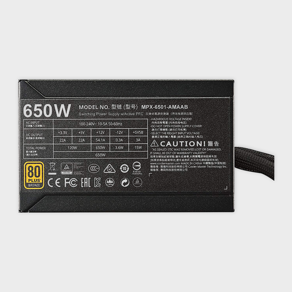 Cooler Master MW Semi-Modular 650W A/UK Cable Power Supply