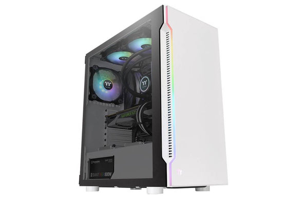 Thermaltake h200 tg snow rgb (atx) mid tower cabinet (white)