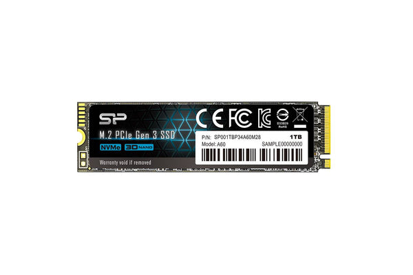 SP Silicon Power P34A60 512GB NVMe M.2 2280 PCIe Gen3 SSD, 3D TLC NAND with SLC Cache, Up to 2200MB/s, Internal Solid State Drive for Desktop Laptop Computer