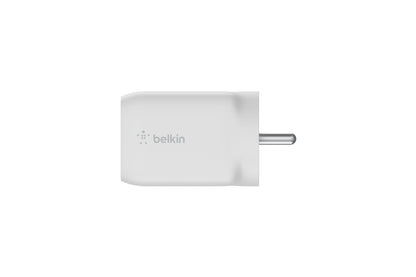 Belkin 65W GaN Dual USB C PD 3.0 Fast Charger with PPS Technology, Compact Size, USB-C, Type C Fast Charger for iPhone, MacBook Air, iPad Pro, Pixel, Galaxy, More Devices – White-Power Adapters & Chargers-computerspace
