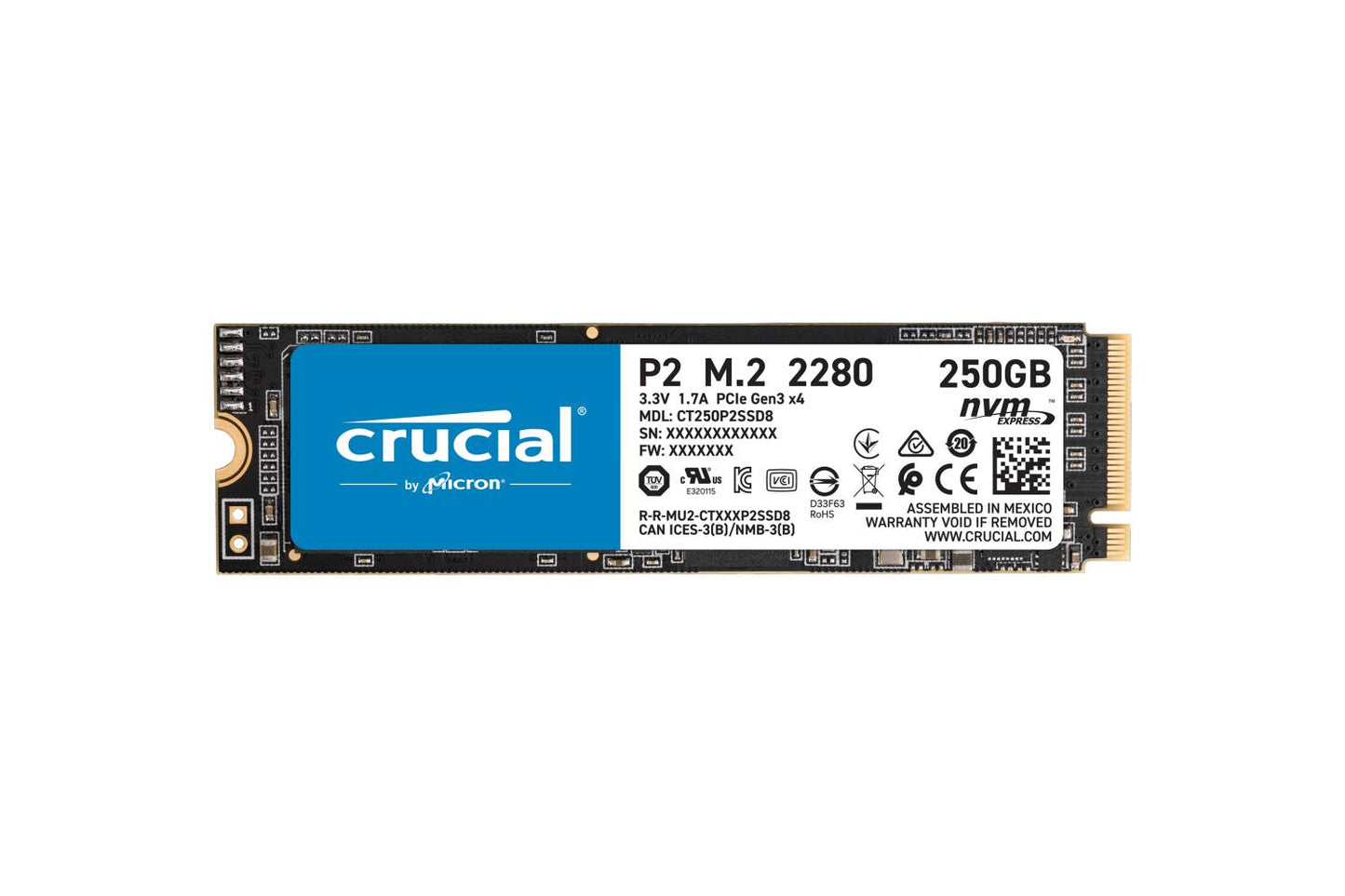 Crucial P2 250GB 3D NAND NVMe PCIe M.2 SSD - CT250P2SSD8