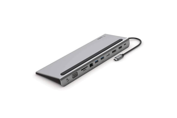 Belkin USB C Hub, 11-in-1 MultiPort Adapter Dock with 4K HDMI, DP, VGA, USB-C 100W PD Pass-Through Charging, 3 USB A, Gigabit Ethernet, SD, MicroSD, 3.5mm Ports for MacBook Pro, Air, XPS and More