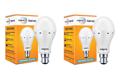 Wipro Garnet Emergency LED Bulb 9W 6500K - Pack of 2
