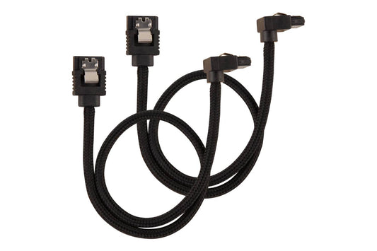 Corsair Premium Sleeved SATA 6Gbps 30cm straight to 90° (degree) Connectors Cable — Black