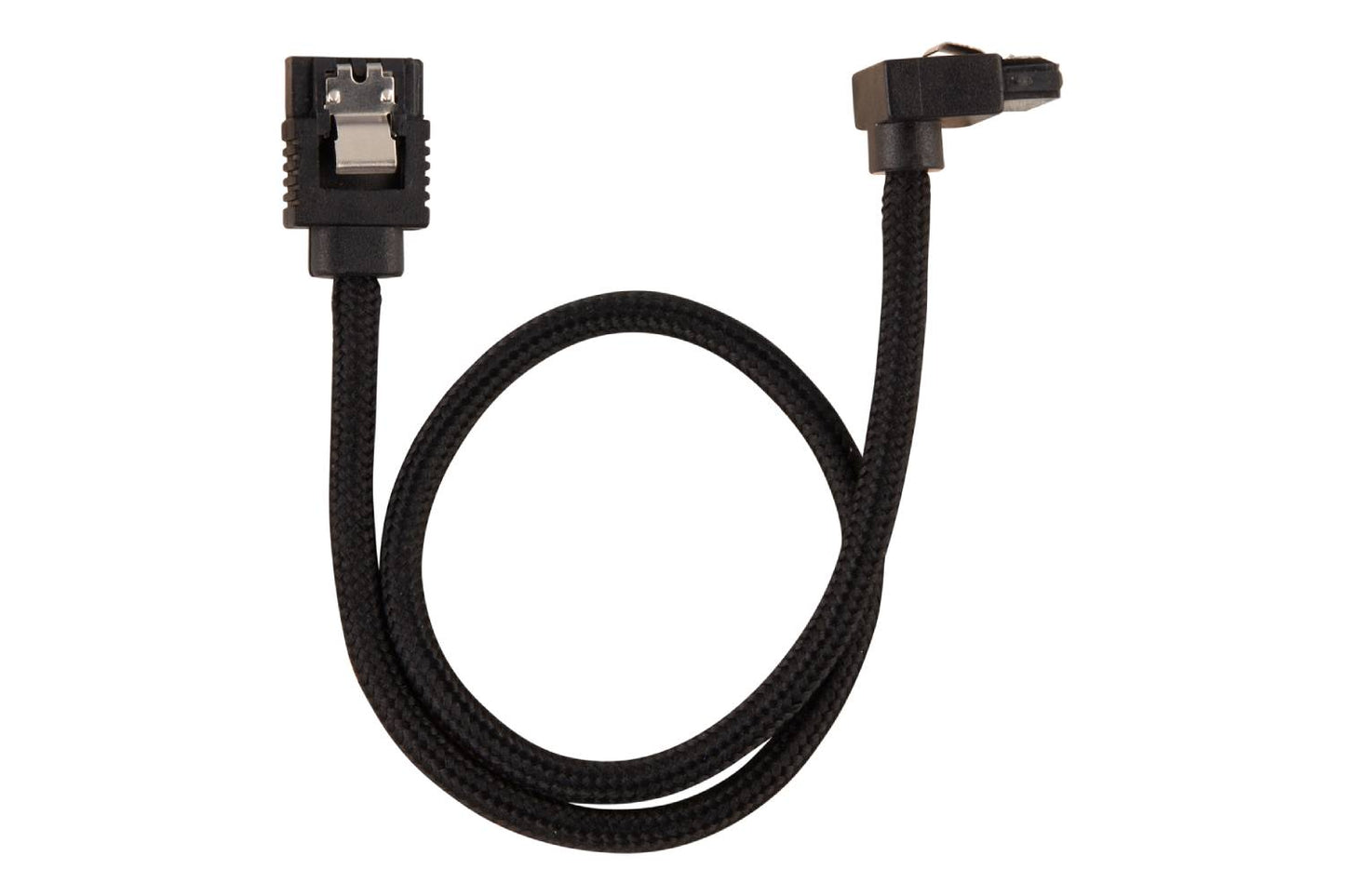 Corsair Premium Sleeved SATA 6Gbps 60cm straight to 90° (degree) Connectors Cable — Black