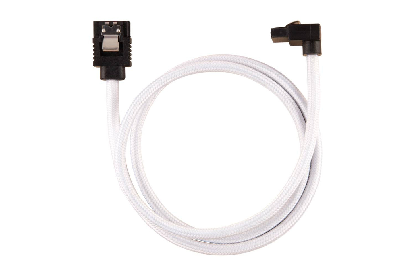 Corsair Premium Sleeved SATA 6Gbps 30cm straight to 90° (degree) Connectors Cable — White