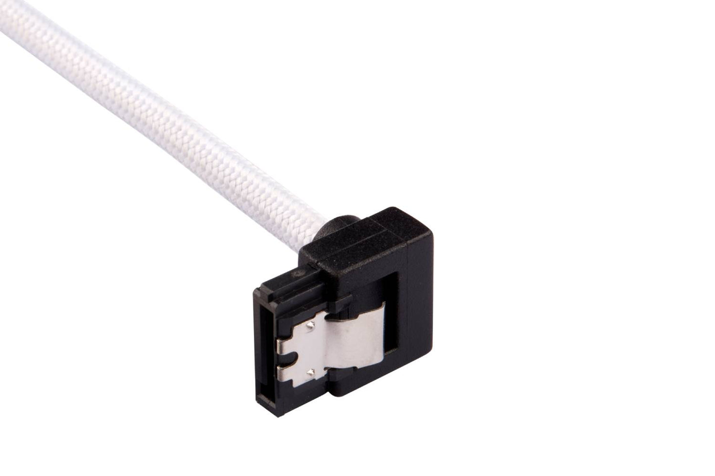 Corsair Premium Sleeved SATA 6Gbps 30cm straight to 90° (degree) Connectors Cable — White