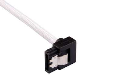 Corsair Premium Sleeved SATA 6Gbps 60cm straight to 90° (degree) Connectors Cable — White