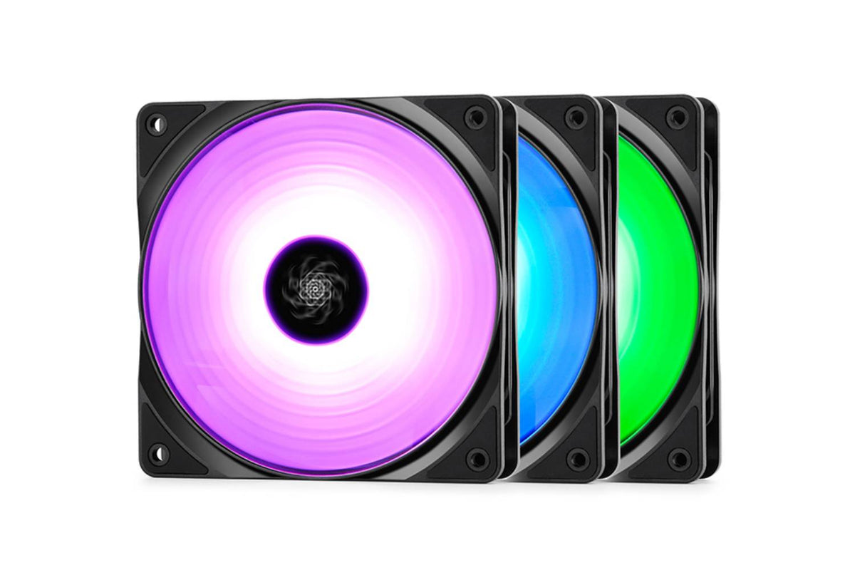 Deepcool Rgb Fans Deepcool RF 120 – 3 in 1 20mm RGB LED PWM Fans with Fan Hub and Extens ...