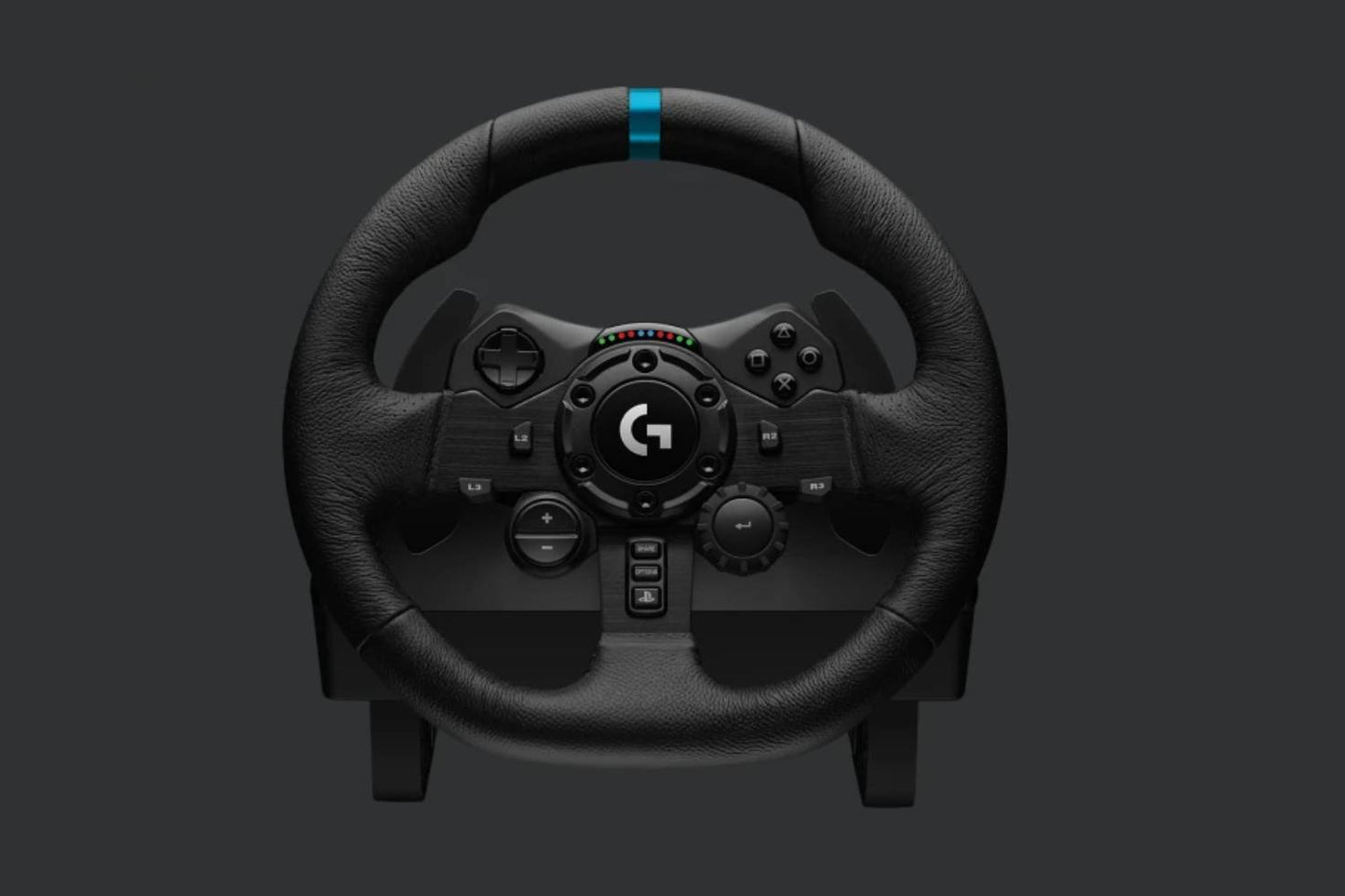 Logitech G923 Racing Wheel and Pedals,Genuine Leather Wheel Cover for PS5, PS4, PC - Black