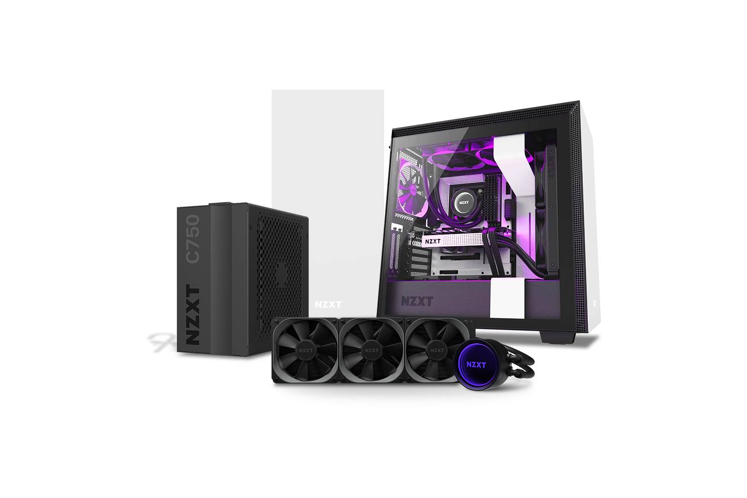 Nzxt Christmas Bundle NZXT 710I Cabinet + NZXT Kraken X73 cooler + NZXT C750 Gold SMPS