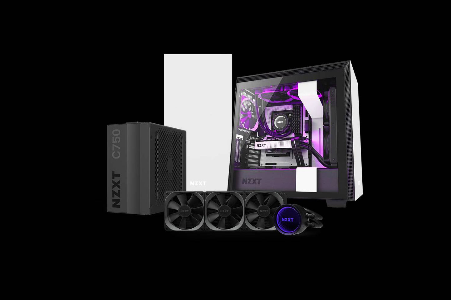 Nzxt Christmas Bundle NZXT 710I Cabinet + NZXT Kraken X73 cooler + NZXT C750 Gold SMPS